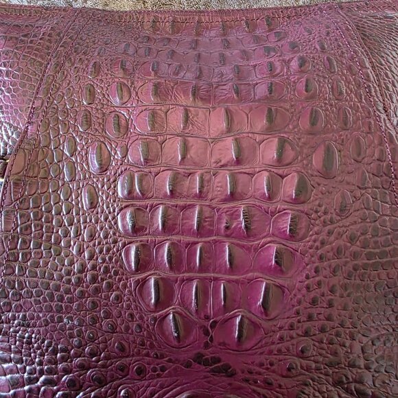 Brahmin Lauren Port Melbourne Oxblood Crocodile-Embossed Hobo Bag New - Picture 3 of 16